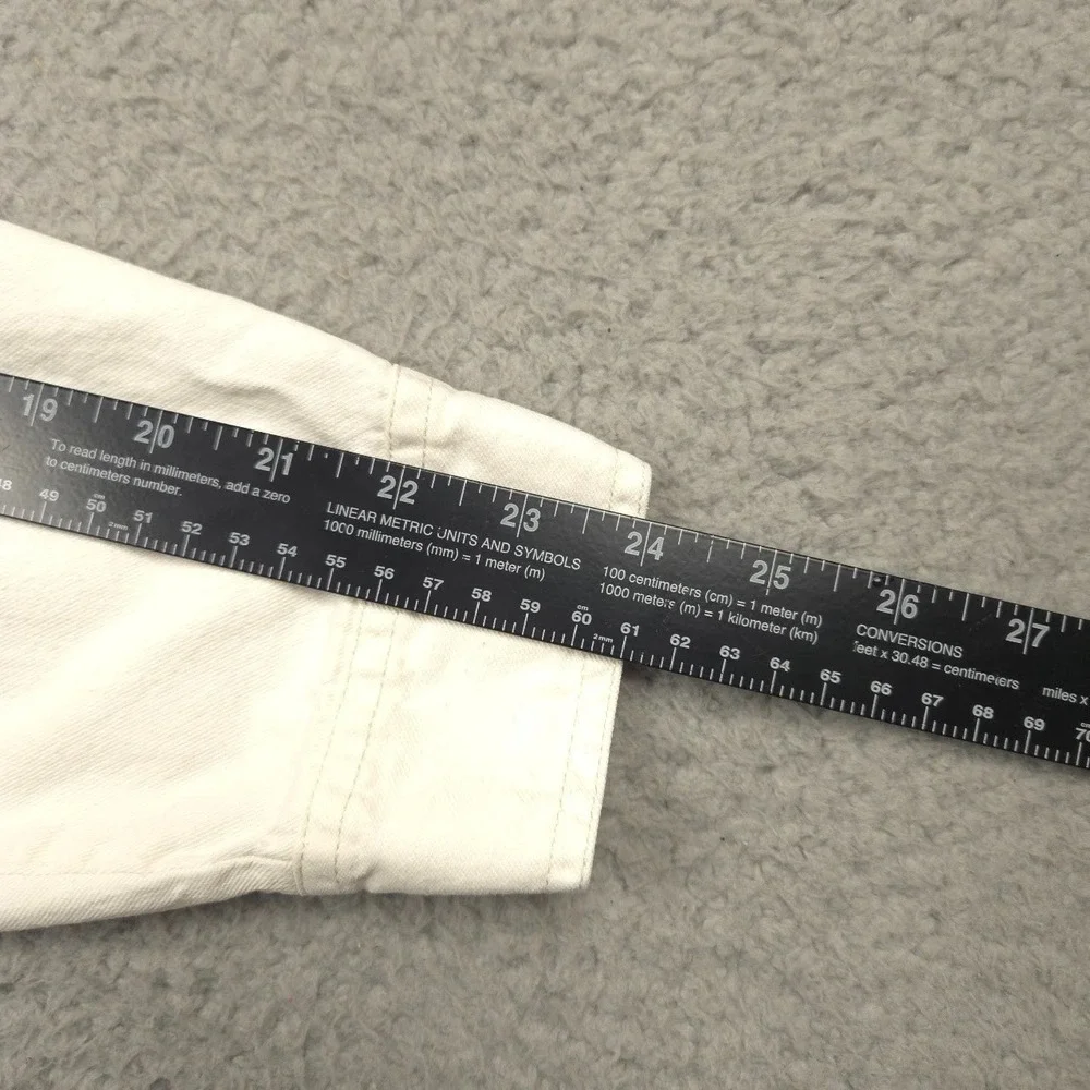 Vintage 1997 Levi's Red Tab White Denim Work Shirt Long Sleeve Metal Buttons